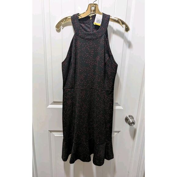 NEW! Michael Kors Sleeveless Black Dress Burgundy Stars Size M Spring Summer - Picture 1 of 9